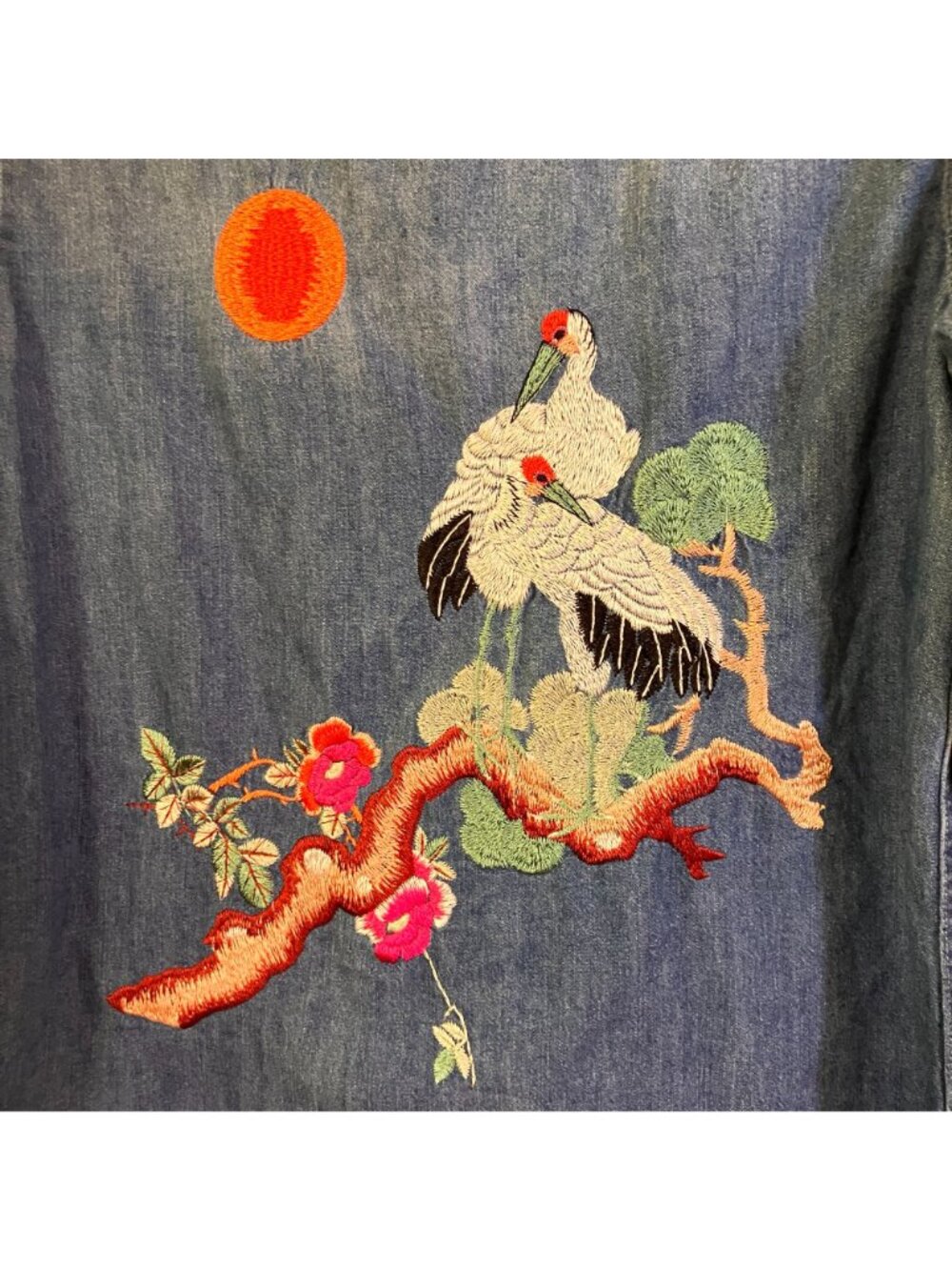 Holding Horses Womens Anthropologie Birds Sunset Denim Shirt Medium Blue SP NWOT - Picture 4 of 12
